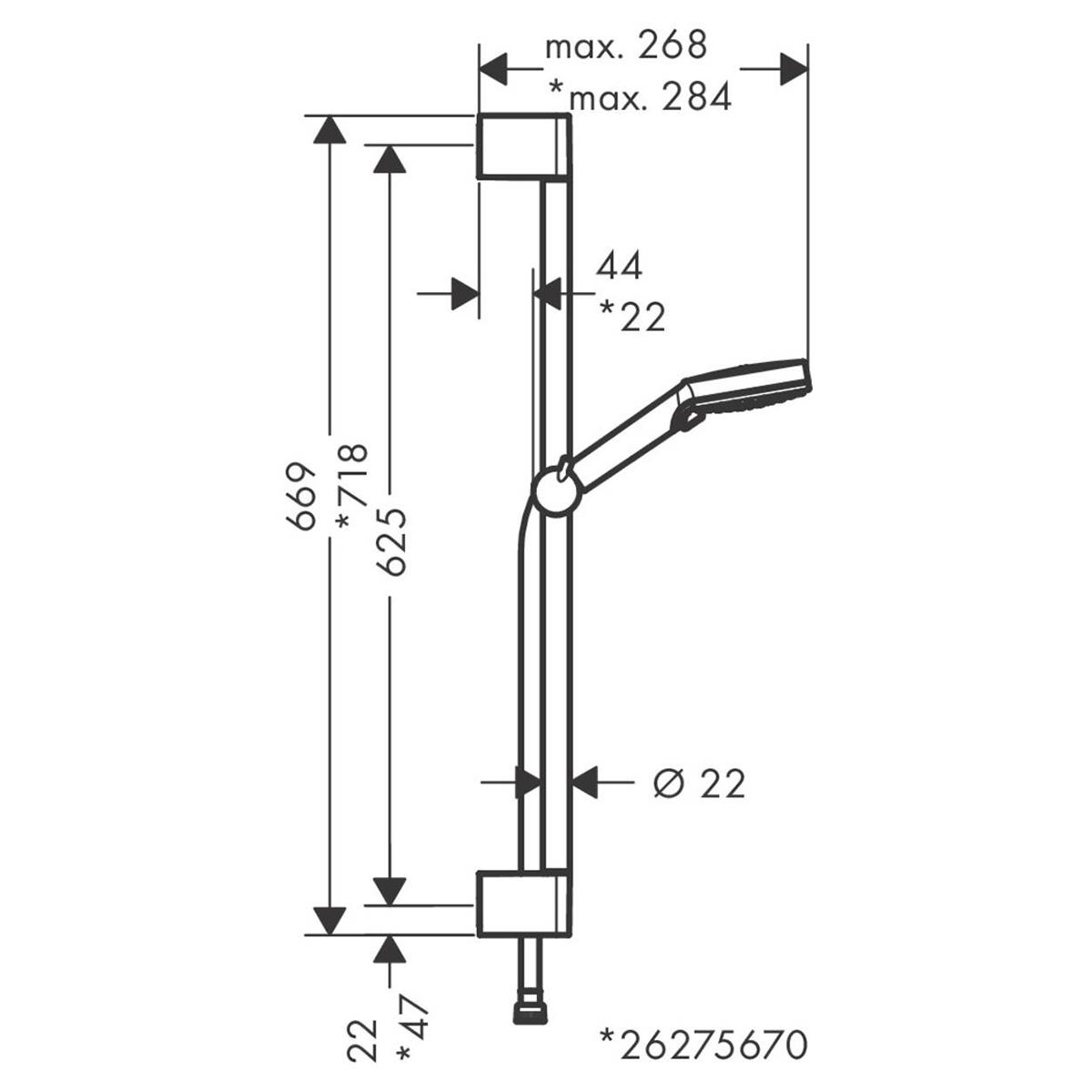 Душевой комплект Hansgrohe VERNIS BLEND 26275000 со штангой Хром (101863) - фото 2