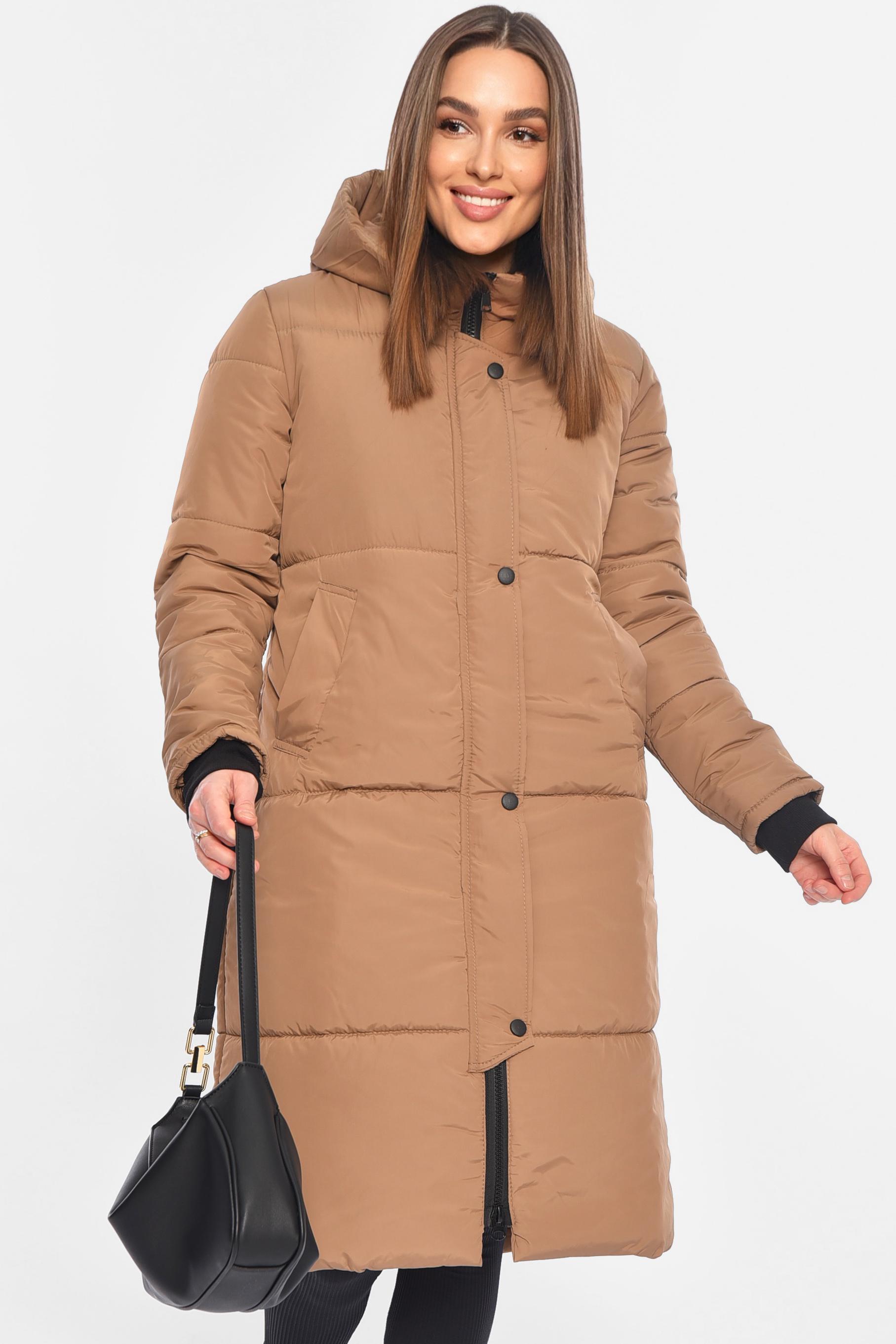 Куртка женская удлиненная демисезонная S Темно-коричневый (196383)