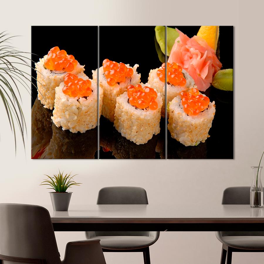 Настенний декор Изысканные роллы Калифорния с красной икрой 78x48 см (A525-3)