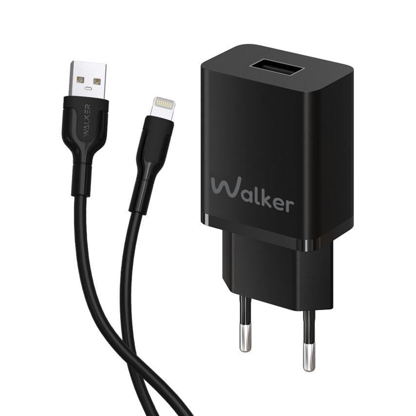 Сетевое зарядное устройство для Walker 2в1 WH-26 1USB/2.1A и Data Cable USB to Lightning Black