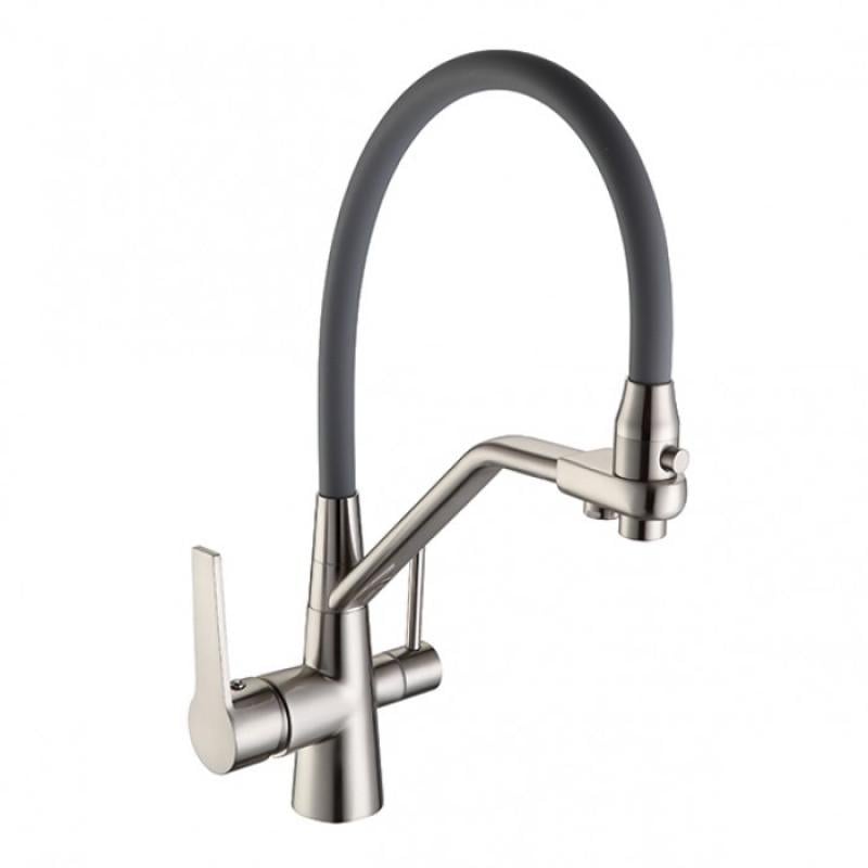 Змішувач для кухні Frap F4374-5 на дві води Сірий (117257) Змішувач для кухні Frap F4374-5 на дві води Сірий (117257)