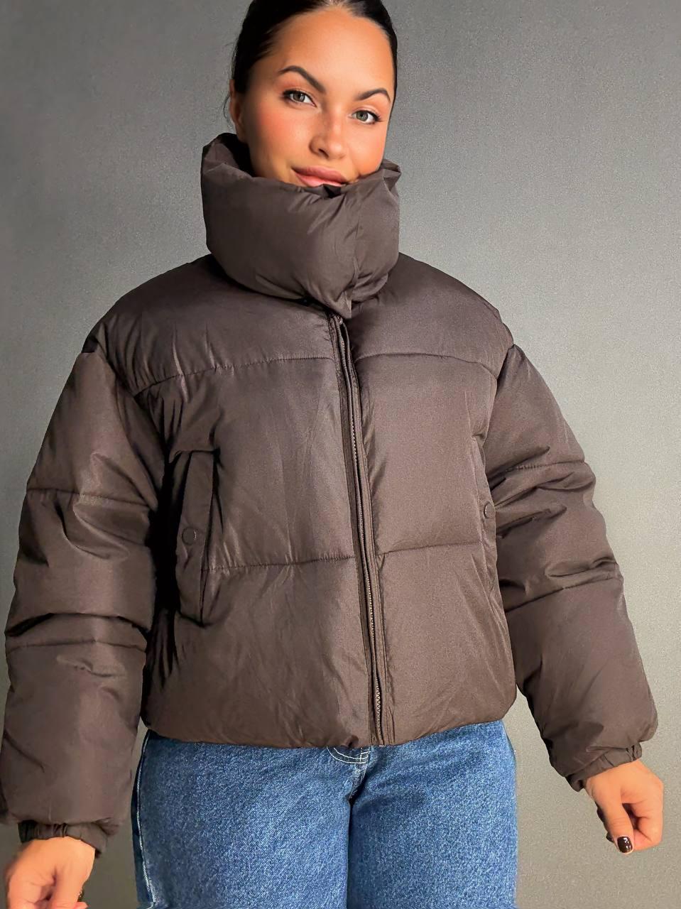 Куртка женская LADY YEP 10043 короткая на молнии с воротником р. 44 Коричневый (4820) - фото 6