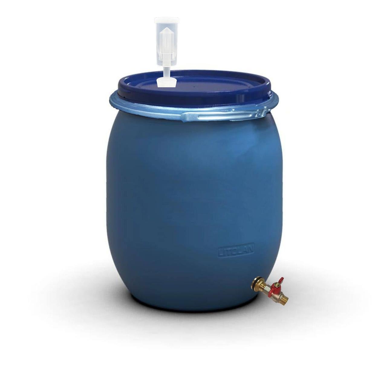 Бочка для брожения Litolan с гидрозатвором U металлическим хомутом и латунным сливным краном 1/2" 100 л (27586М) - фото 1 Бочка для брожения Litolan с гидрозатвором U металлическим хомутом и латунным сливным краном 1/2" 100 л (27586М) - фото 1