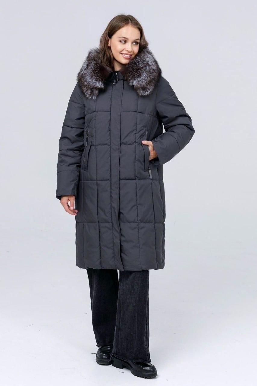 Куртка-пуховик жіноча з натуральним хутром р. 58 Темно-сірий (7601/58) - фото 4 Куртка-пуховик жіноча з натуральним хутром р. 58 Темно-сірий (7601/58) - фото 4