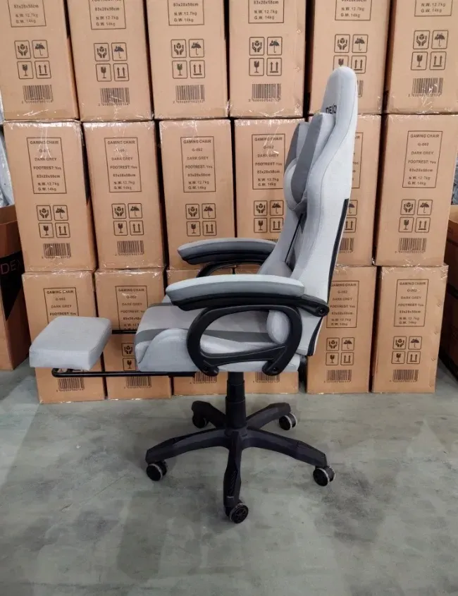 Геймерське крісло DEXON VECTOR з підставкою для ніг екошкіра/тканина Сірий/Темно-сірий (40285) - фото 12