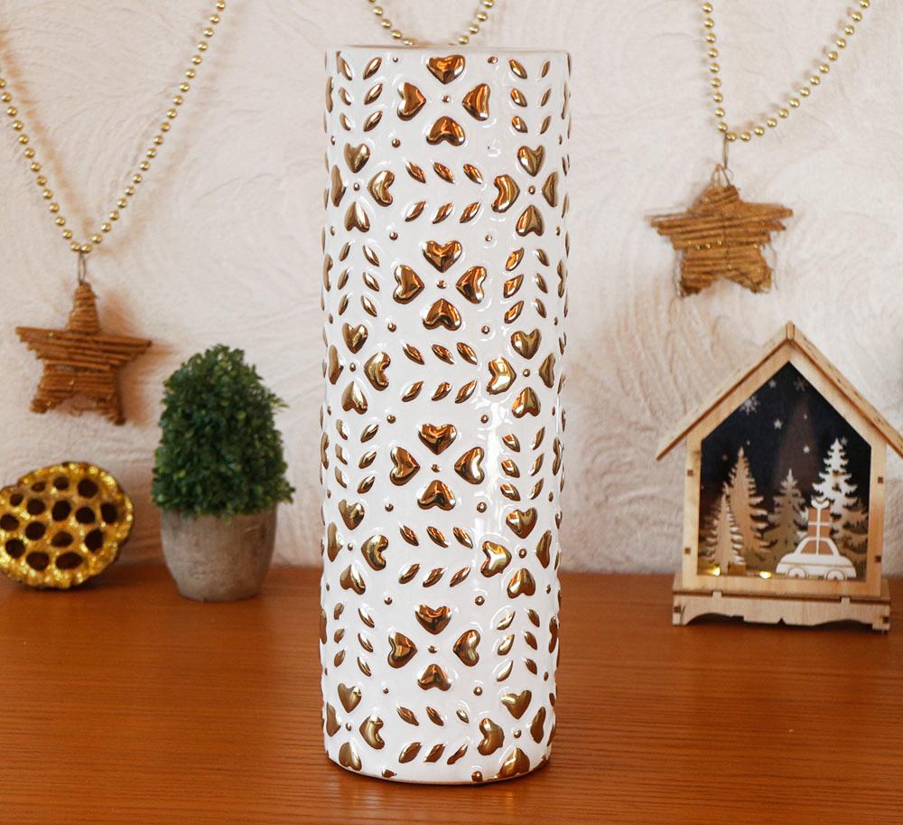 Ваза ажурная керамическая белая Гранд Презент 20302