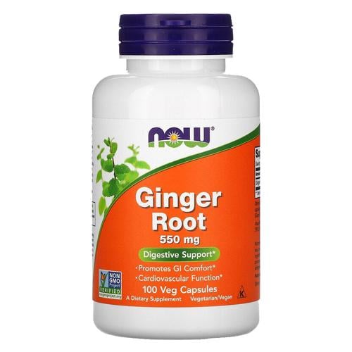 Корень имбиря NOW Ginger Root 550 мг 100 Veg Capsules (NOW-04680)