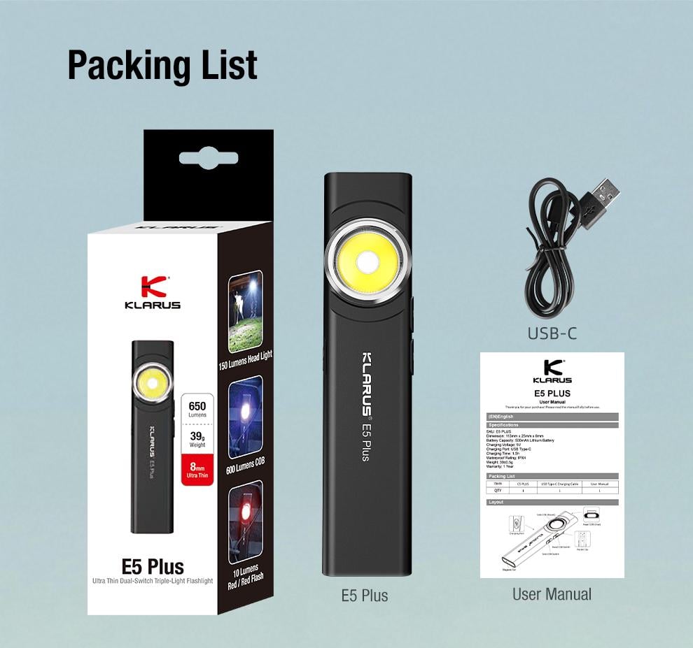 Фонарь Klarus E5 PLUS Black - фото 8