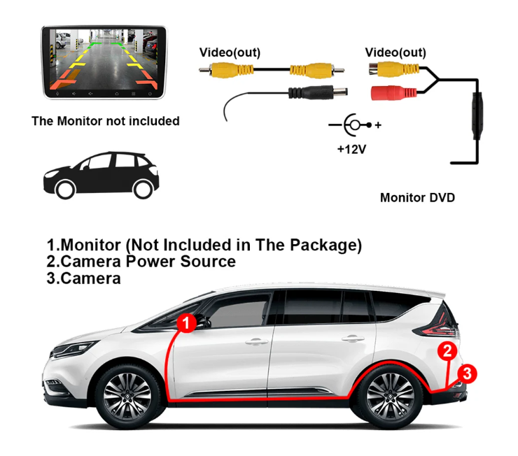Камера заднього виду автомобільна з об’єктивом риб’яче око DC 12 В - фото 7 Камера заднього виду автомобільна з об’єктивом риб’яче око DC 12 В - фото 7