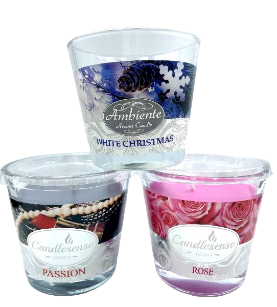 Набор ароматических свечей Zniczplast White Christmas Passion Rose 3 шт. - фото 1