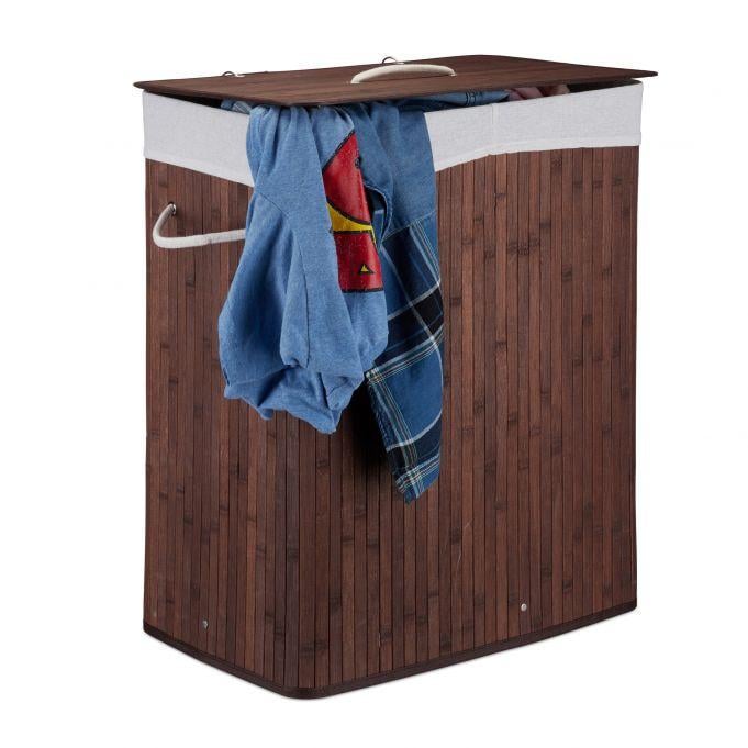 Корзина для белья бамбуковая на 2 отделения 63х52х33 см 95 л (2241586084)