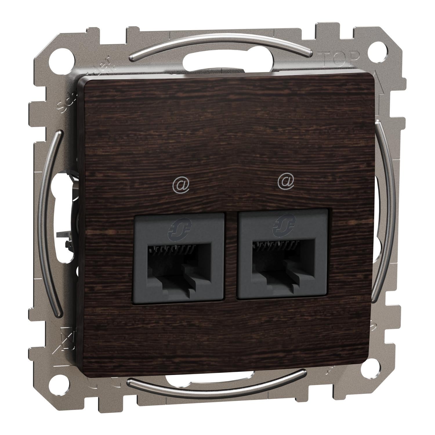 Розетка двойная компьютерная Schneider Electric RJ45 CAT 5E UTP Sedna Elements Венге (SDD181452)