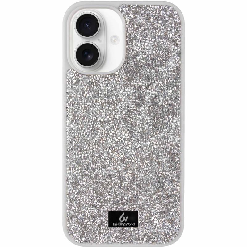 Протиударний TPU чохол Bling World Rock Diamond для Apple iPhone 16 (6.1") Срібний