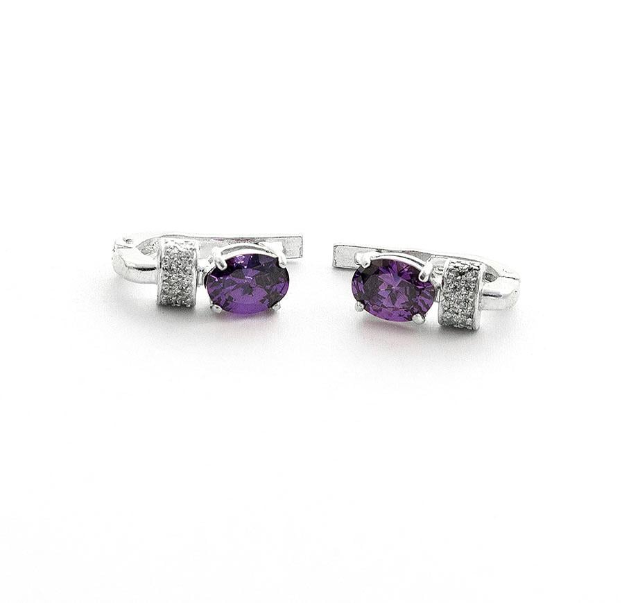 Серьги серебряные с фианитами Maxi Silver 7943 Фиолетовый (87943)