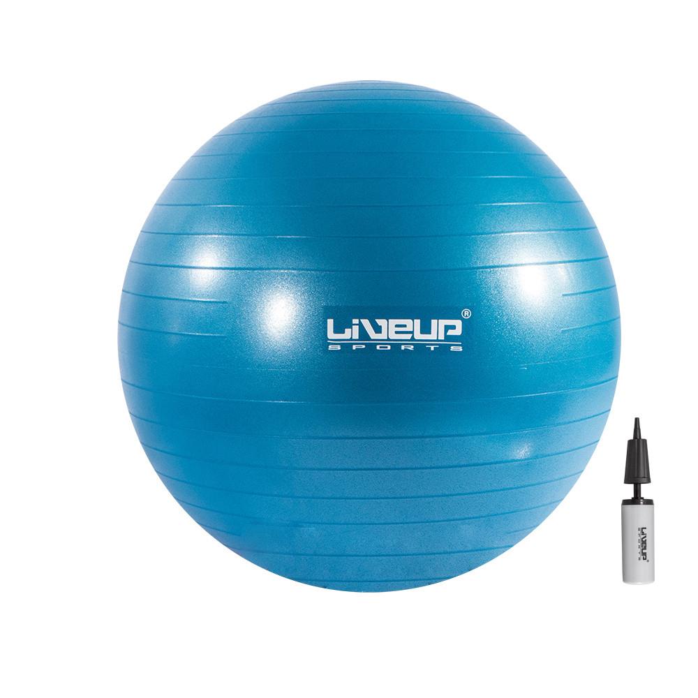 Фитбол LiveUp ANTI-BURST BALL с насосом 55 см Голубой (LS3222-55b)