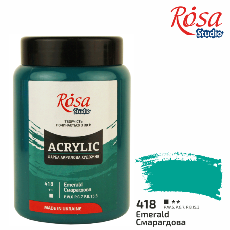 Акриловая краска Rosa Studio 400 мл Изумрудная (Az1-4823098522638) Акриловая краска Rosa Studio 400 мл Изумрудная (Az1-4823098522638)