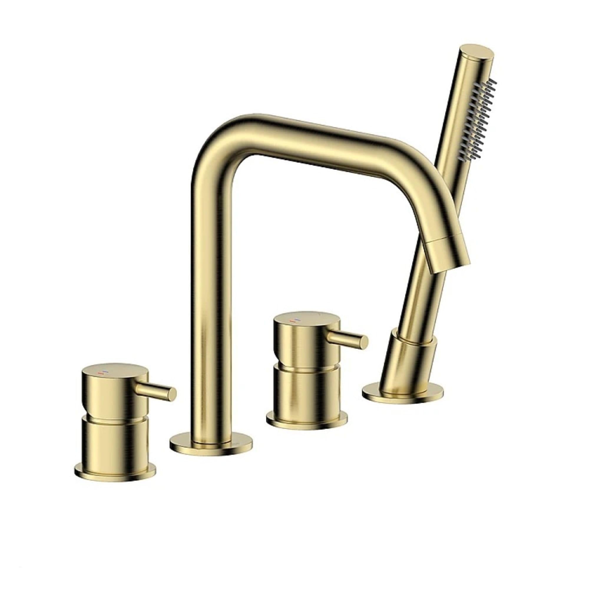 Смеситель для ванны KFA Armatura Moza двухрычажный с ручной воронкой Золотой (5035-210-31)