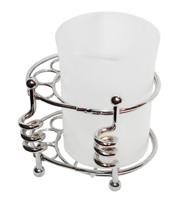 Стакан для зубних щіток Besser пластиковий з хромованою підставкою (MKM-0802) Стакан для зубних щіток Besser пластиковий з хромованою підставкою (MKM-0802)