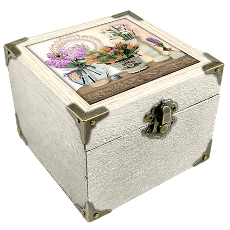 Шкатулка деревянная-эко Прованс Букет тюльпанов 10х10 см Белый (пршк04бп10х10)