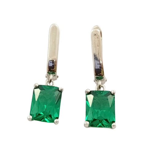 Серебряные серьги с изумрудом Nano (СТ3790-ізн)