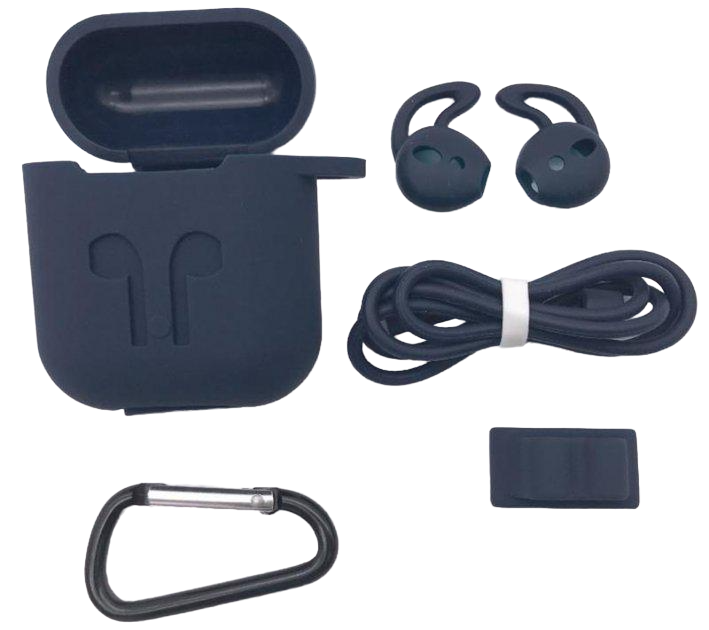 Чохол силіконовий для Apple AirPods/AirPods 2 DS Case 5в1 Black (HbP800369941)