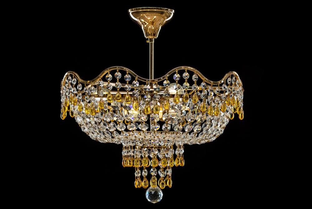 Хрустальная люстра L8401A/5 FGD-WT YE Золото/Белый/Желтый (AN000704)