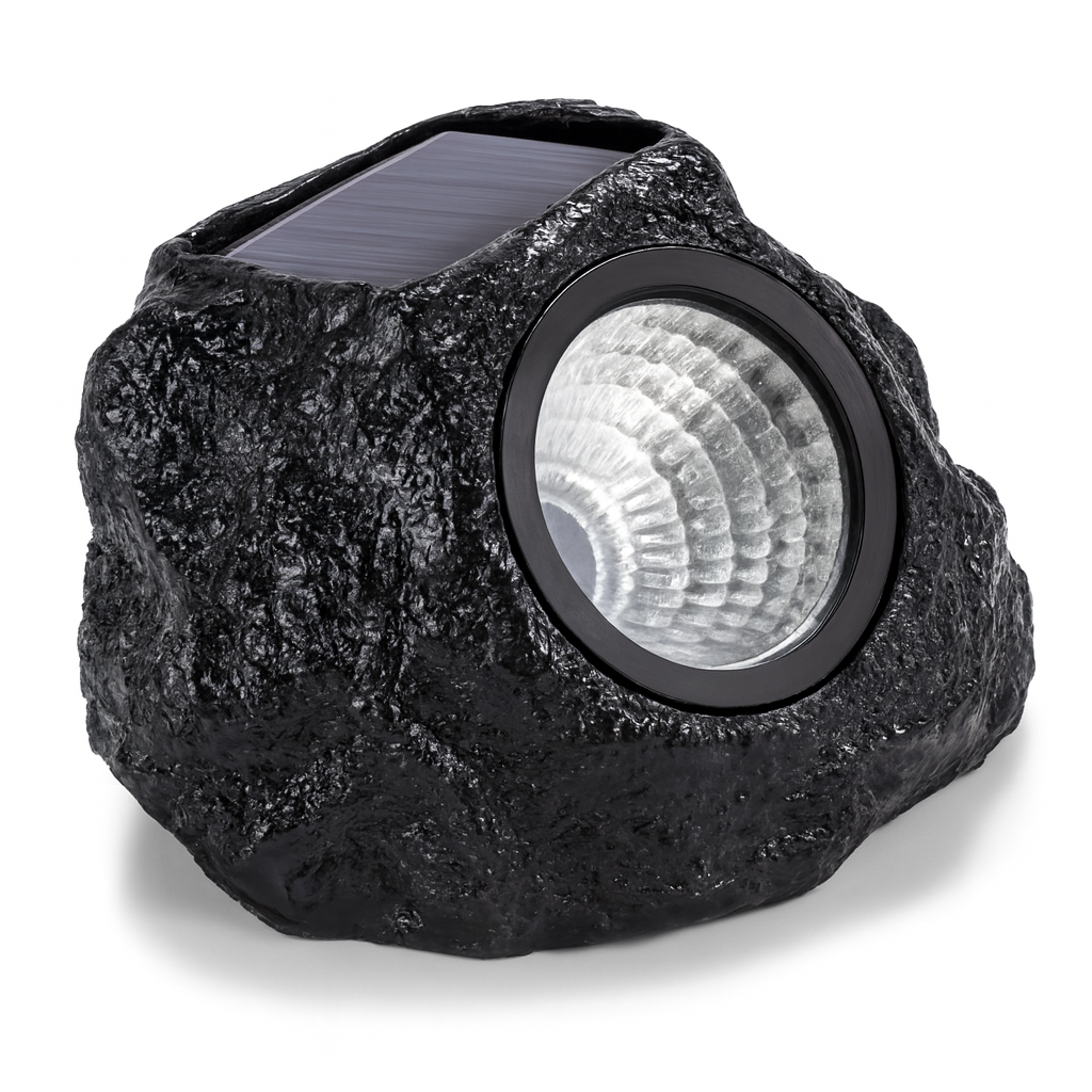Ландшафтный светильник на солнечной батарее RIAS Garden Light Stone в виде камня 1W Black (3_08117)