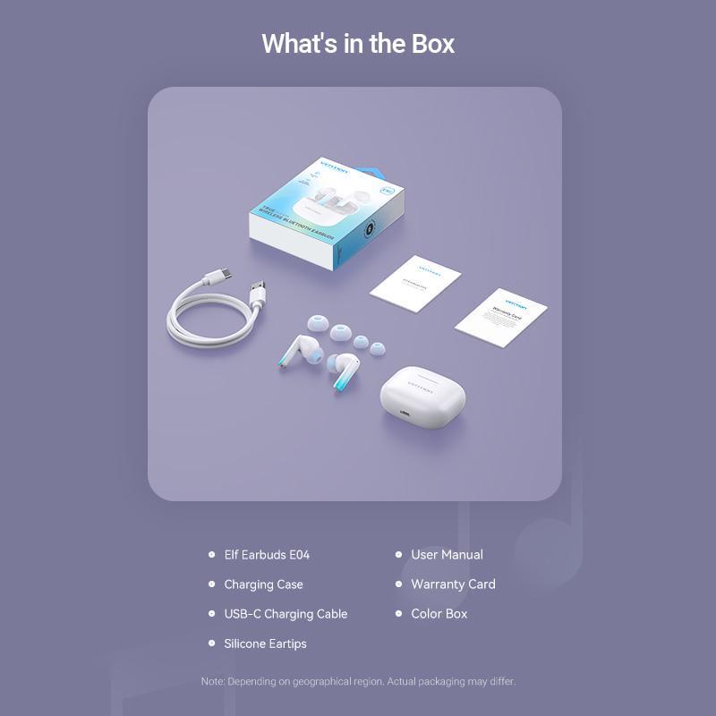 Навушники бездротові Vention Elf E04 Bluetooth 5.3 шумозаглушення TWS 10 мм 22 год відтверення AAC/SBC Hi-Fi водонепроникні IPX5 Білий (NBIW0) - фото 15 Навушники бездротові Vention Elf E04 Bluetooth 5.3 шумозаглушення TWS 10 мм 22 год відтверення AAC/SBC Hi-Fi водонепроникні IPX5 Білий (NBIW0) - фото 15