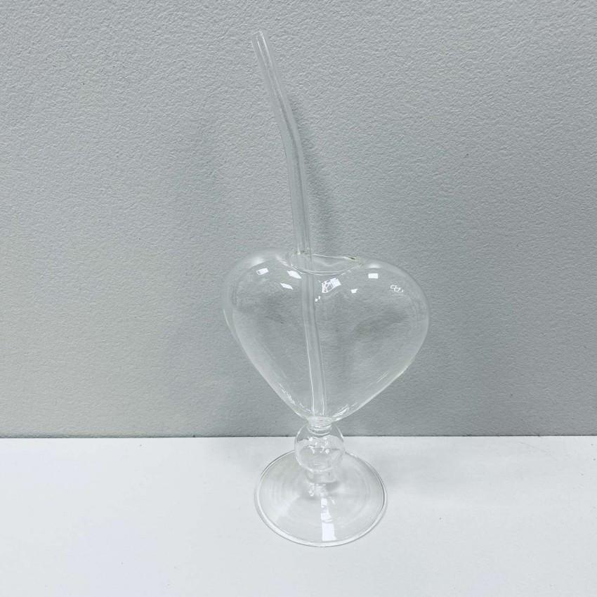 Келих скляний для коктейлів A-Plus 3251 Серце зі скляною трубочкою 230 мл (2472502449) - фото 3