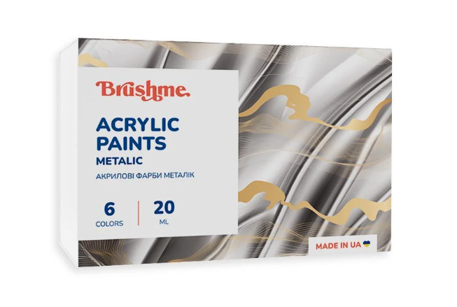 Акриловая краска металлик Brushme 3001 6 шт. 20 мл (AP3001) Акриловая краска металлик Brushme 3001 6 шт. 20 мл (AP3001)