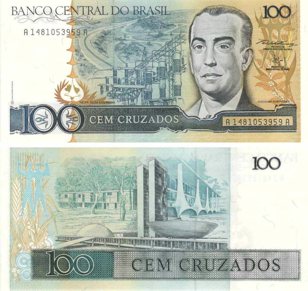Колекційна банкнота Бразилія 100 крузадо 1987 UNC P211 (Б09013)