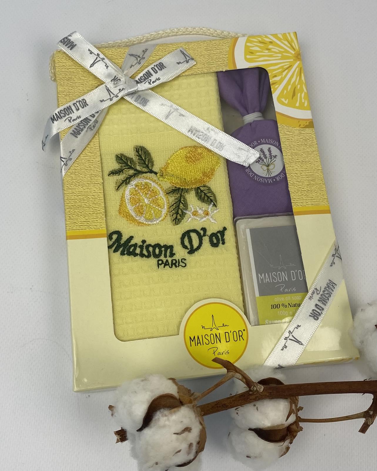 Набор подарочный Maison D'or Lavander кухонное полотенце/мыло/саше Lemon (CN18765)