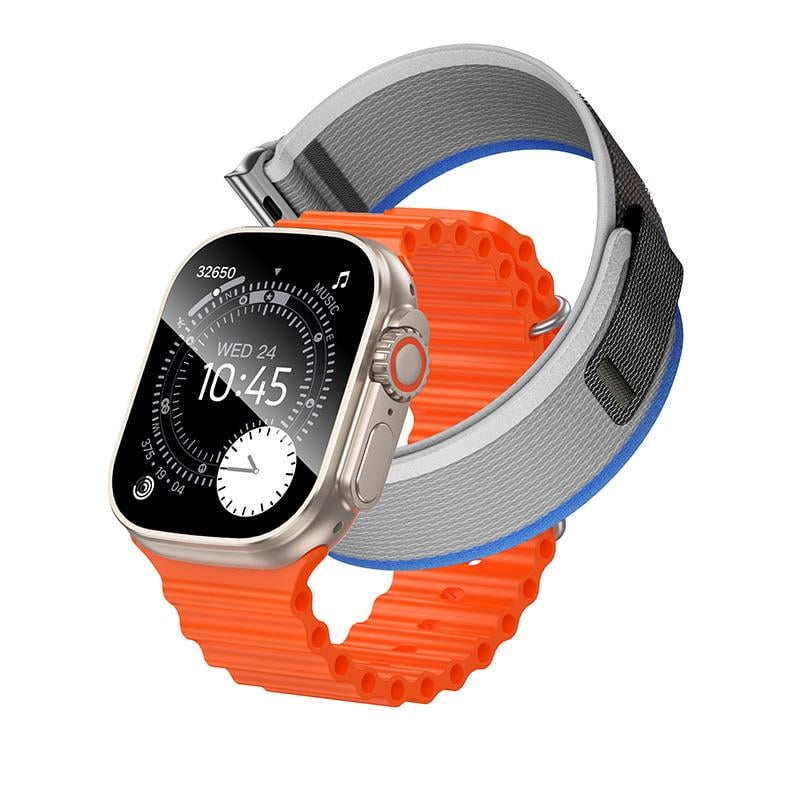 Смарт-годинник Hoco Y42 Ultra 53 мм 260 mAh IP67 Smart watch call version titanium Gold (6942007675307)