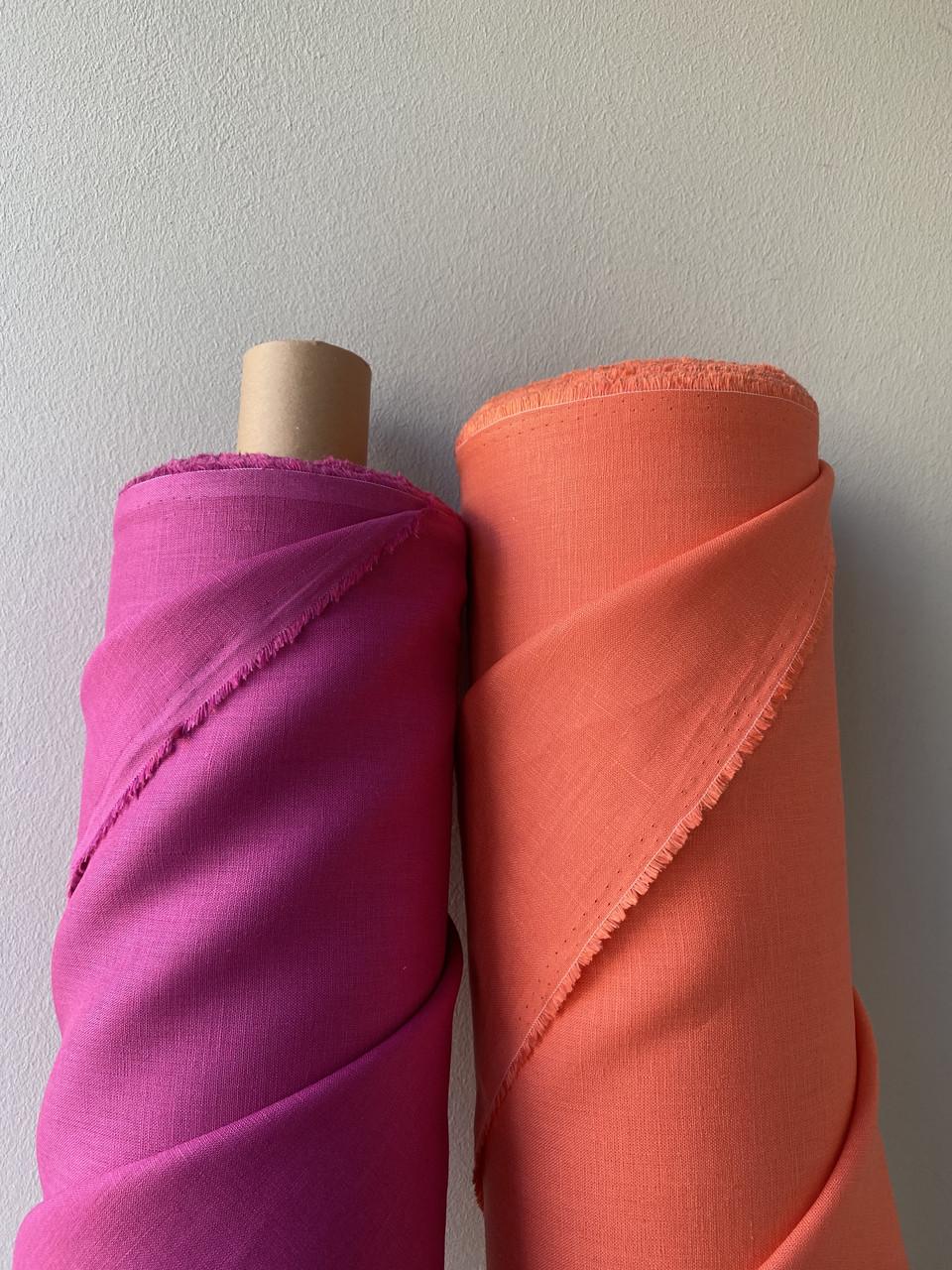 Ткань рубашечно-платьевая LINEN PLUS 100% лен 143 см 688 Фуксия - фото 8