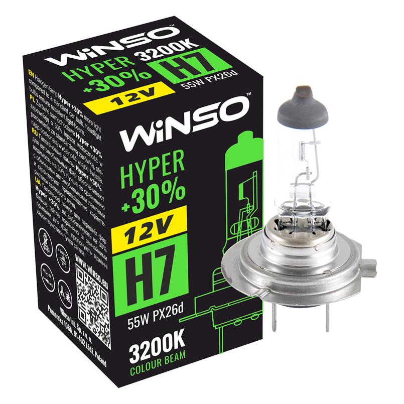 Автолампа галогенная Winso H7 12V 55W PX26d Hyper +30%