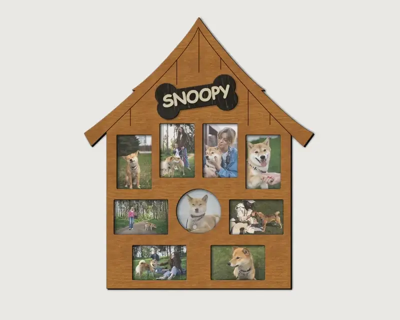Фоторамка Собача будка на 9 фотографій Світло-коричневий (doghouse-4)