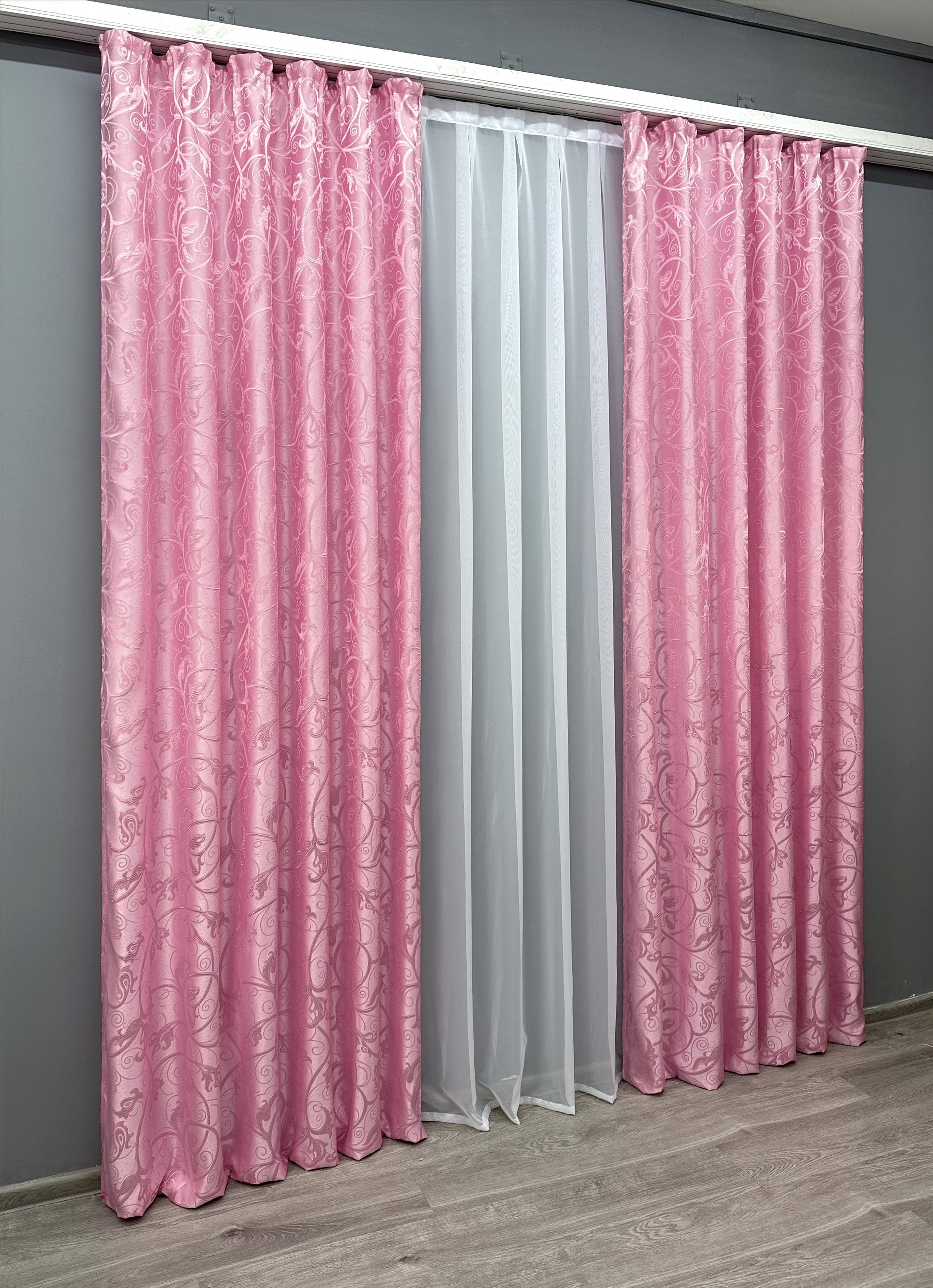 Комплект штор VR-Textil № 1731ш жаккард 100х270 см 2 шт. Розовый (31-801) - фото 3