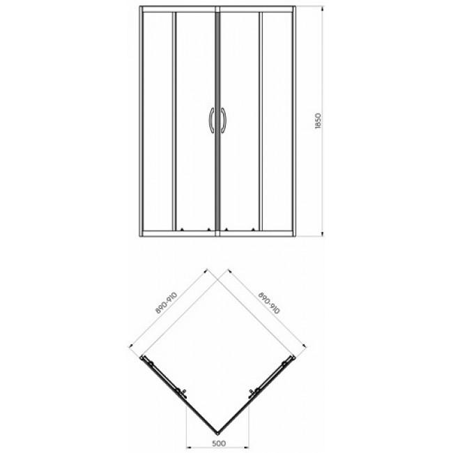 Душевая кабина Kolo REKORD PKDK90222003+XBK1690000 90x90x201,5 см Хром (71628) - фото 2