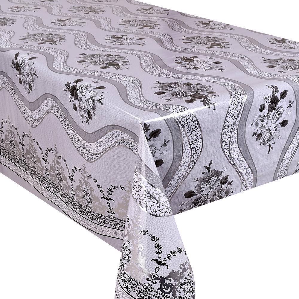 Клейонка на тканинній основі Glossy MA-5394 Квіти 1,37х20 м Сірий