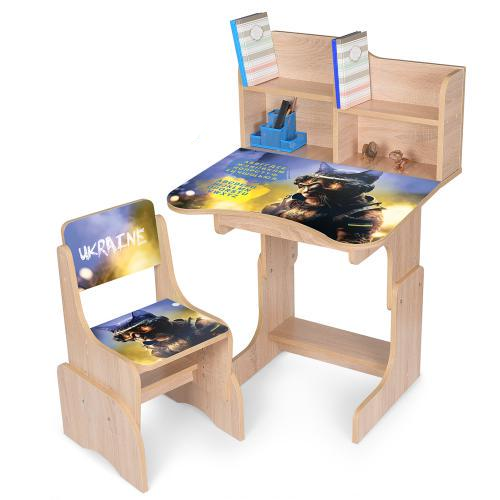 Парта со стульчиком N 2071-2-3 Кот-воин с интерактивным англо-украинским алфавитом