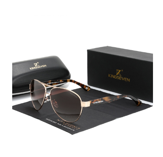 Солнцезащитные очки KINGSEVEN DESIGN Авиаторы с градиентными линзами Золотой/Коричневый (N7777)