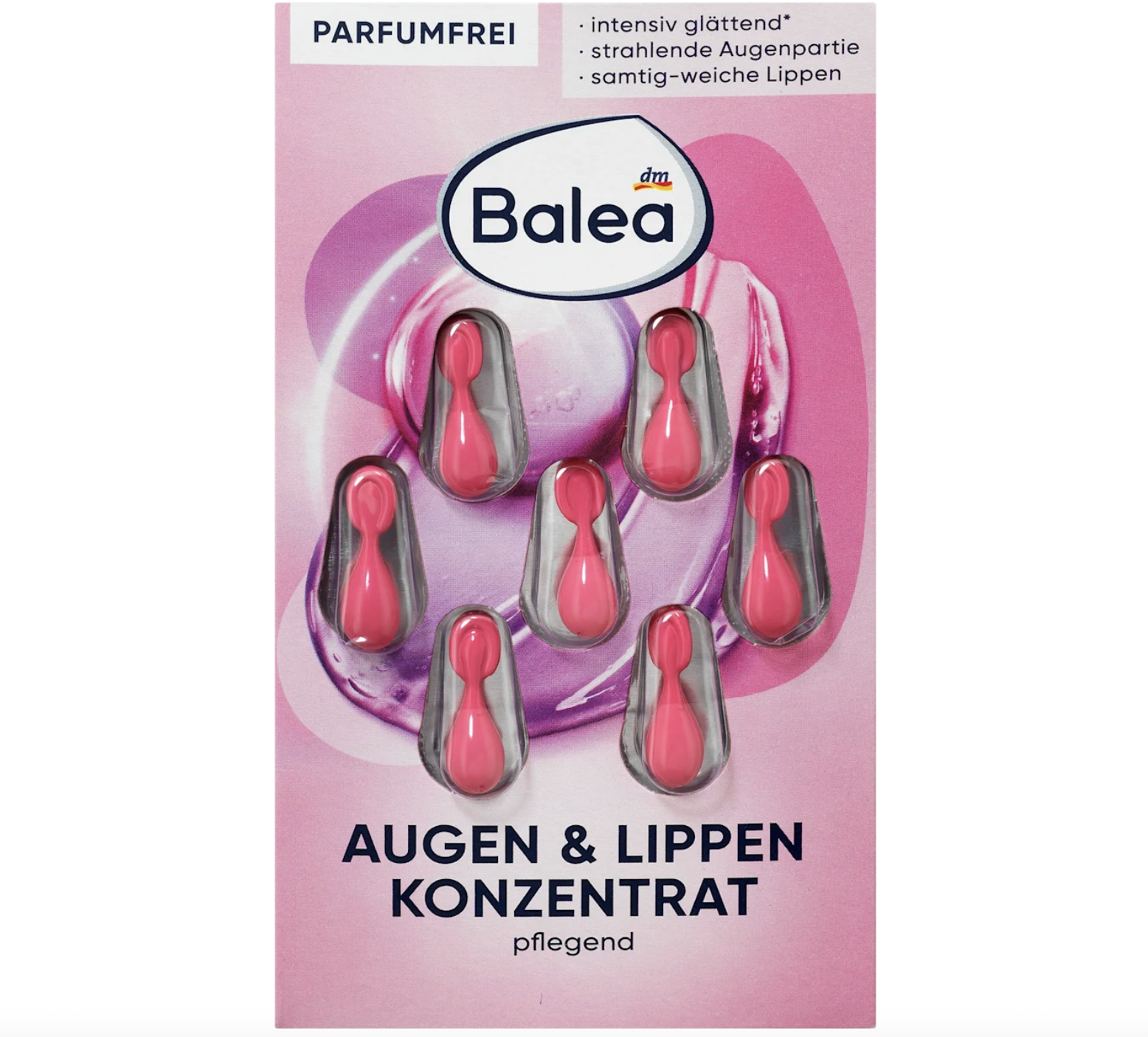 Концентрат Balea Augen & Lippenpflege с витамином E скваланом и растительным маслом примули вечерней 7 шт.
