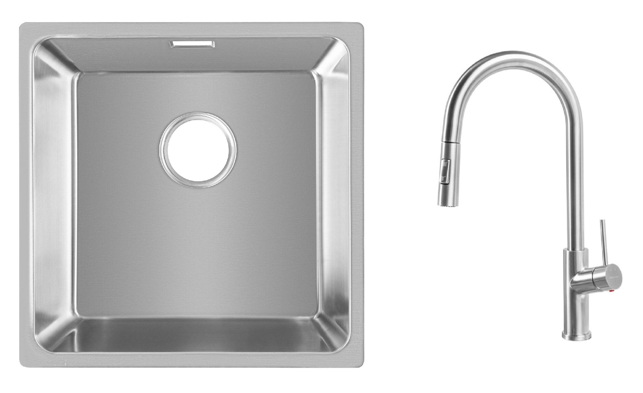 Комплект из кухонной мойки Gunter&Hauer Felda 4420 IX и кухонного смесителя Gunter&Hauer MOND Br