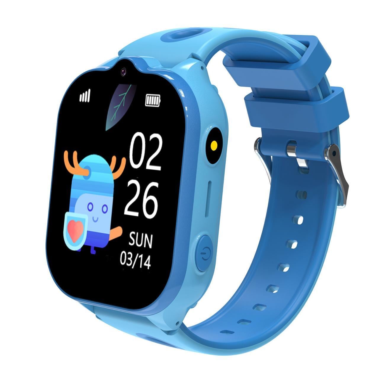 Смарт-часы детские Lemfo T14 с GPS/прослушкой/фонариком/камерой/кнопкой SOS/Wi-Fi/на украинском языке Синий (3243552)
