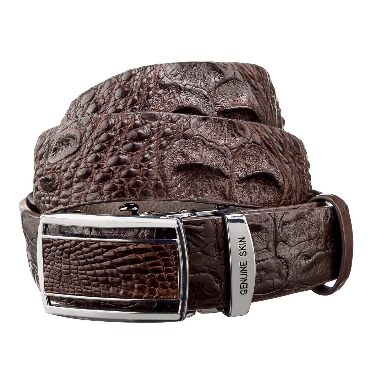 Ремень автомат Crocodile leather 18240 из натуральной кожи крокодила Коричневый
