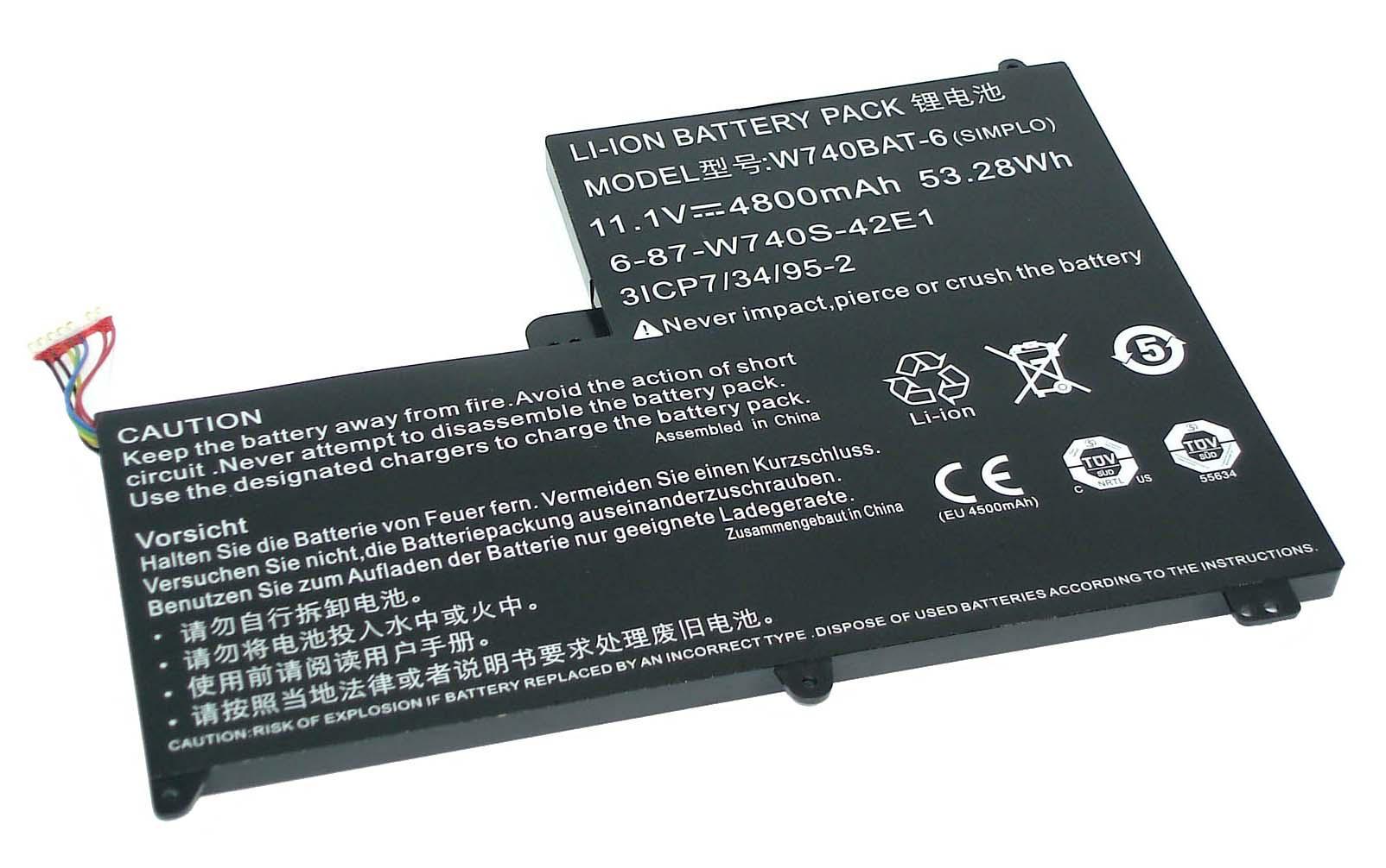 Аккумулятор для ноутбука DNS W740BAT-6 Clevo W740 11.1V Black 4800mAh Orig