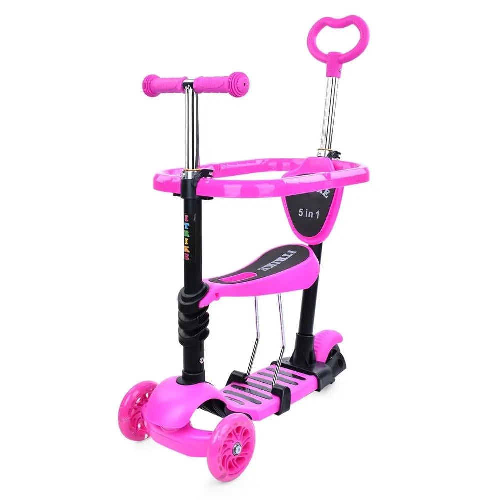 Самокат детский трехколесный iTrike JR 3-103-P из металла и пластика с защитными бортиками Розовый (150-7-JR 3-103-P)