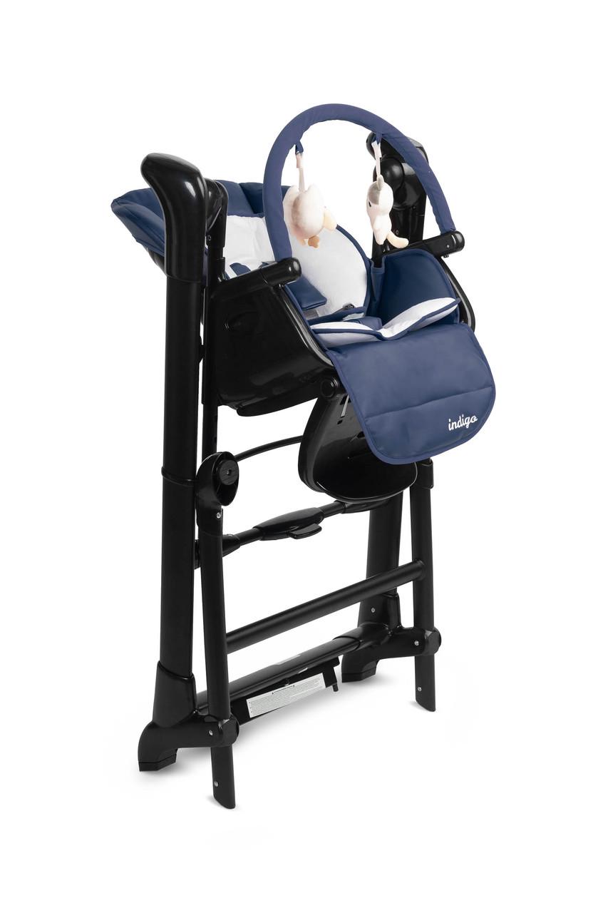 Стульчик для кормления Caretero Indigo с функцией качели 2в1 Black/Navy (397177) - фото 7