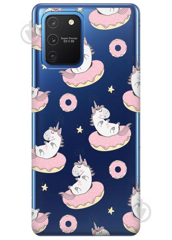 Прозорий силіконовий чохол iSwag для Samsung Galaxy S10 Lite з малюнком - Однороги на пончиках (KS3461)
