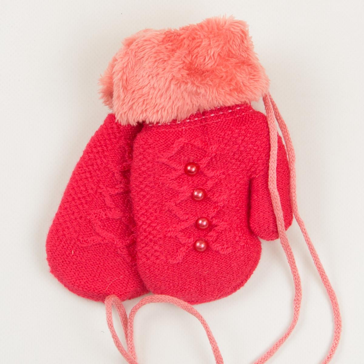 Варежки детские с меховой подкладкой на 3-5 лет 19-7-64 Малиновый (DR010169)